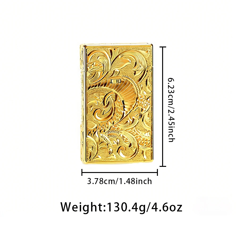 1 pc high-end, light luxury hand-carved lighter, crafted from pure copper and featuring a floral or dragon design