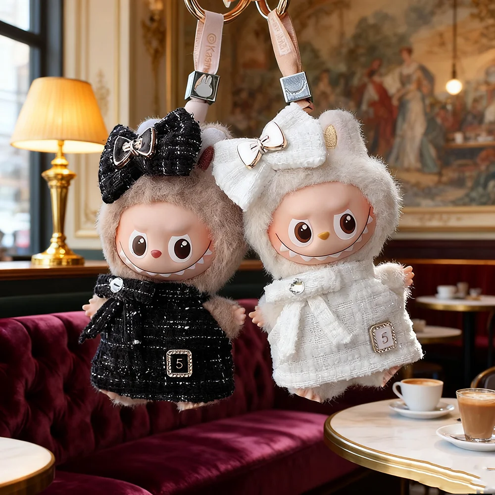 

Clothes For Mini Labubu 4.0 Monster Needle for Love Series Plaid Dress Bow Hair Accessories Doll Dressing Clothing Accessories