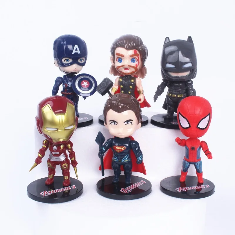 6 sztuk Marvel Spider-Man chłopiec ozdoby do dekoracji ciast motyw Avengers urodziny materiały prysznicowe prezenty ozdoby na biurko dekoracje
