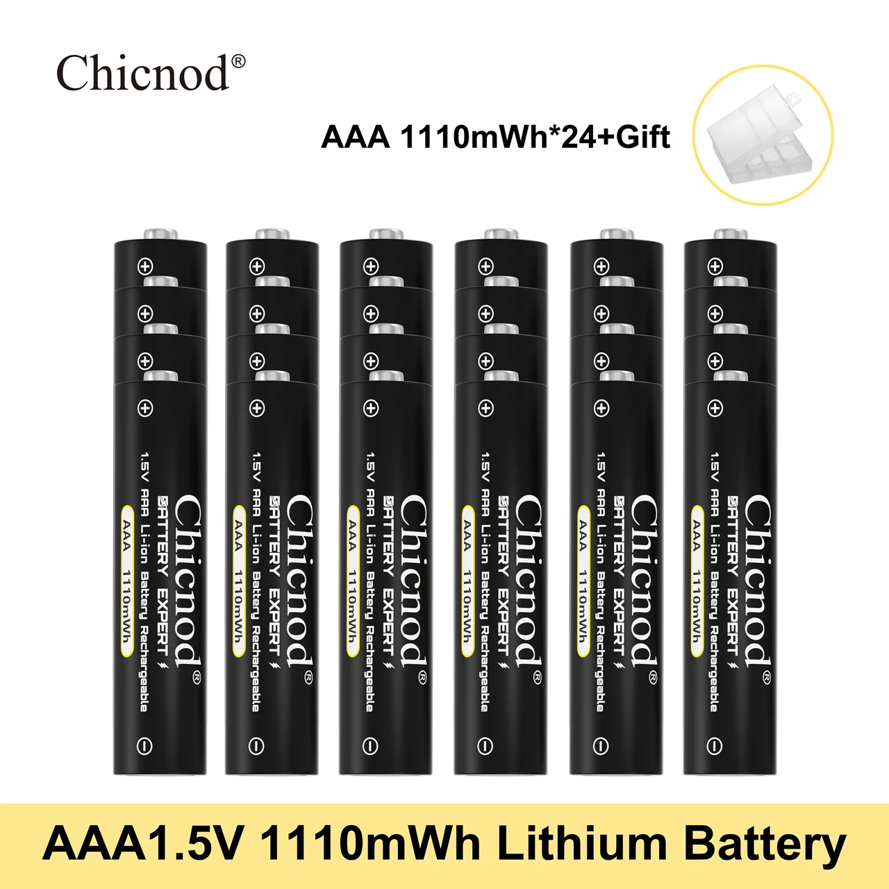 Chicnod AAA Rechargeable Lithium Battery 1.5V 1110mWh High Capacity Li-ion Battery Constant Voltage Output Long Cycle Life