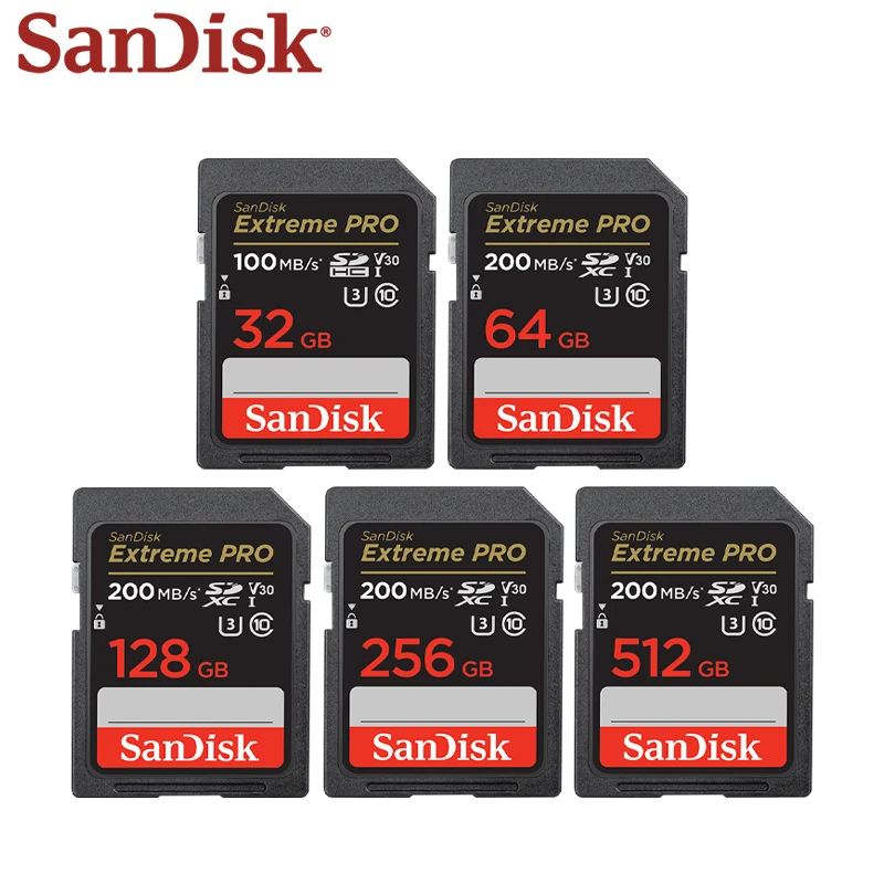 

SanDisk Extreme Pro SD Card 200MB/S 1TB SDXC 512GB 256GB 128GB 64GB Flash Memory Card 32GB SDHC Original High Speed SD Card