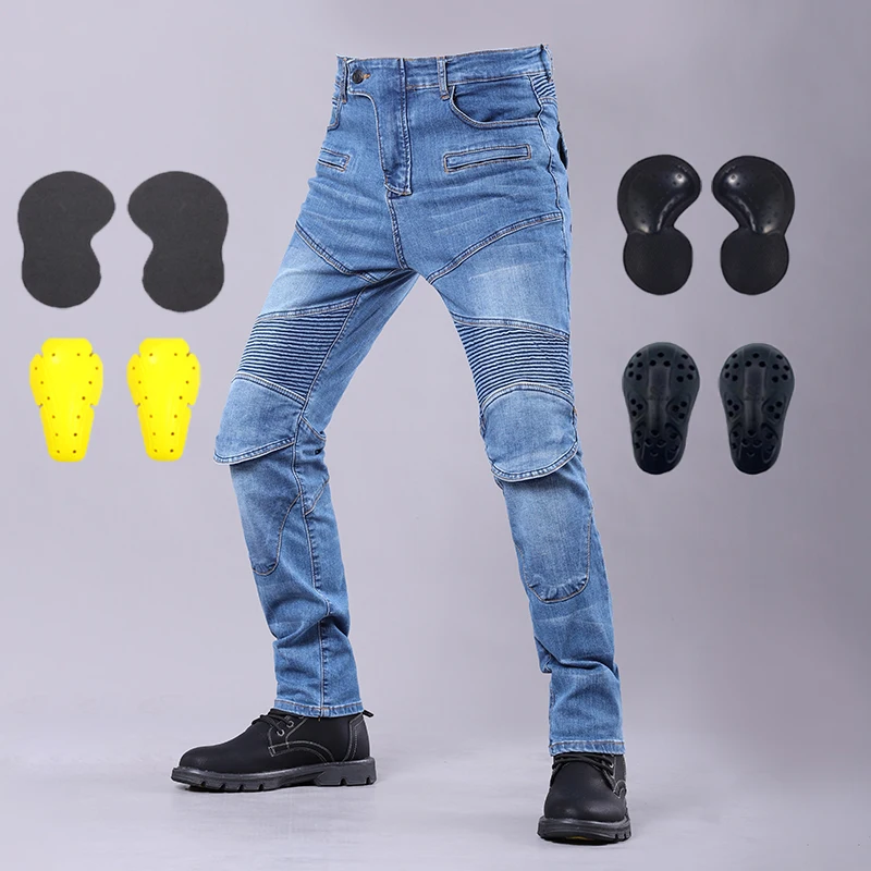 

Four Seasons Motorcycle Jeans Outdoor Riding Touring Drop-Resistant Racing Off Road Pants Men Woman With Protective Gear