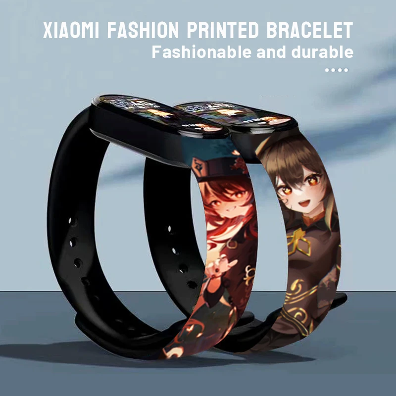 Anime Walnut Figure Printed Strap for Xiaomi Mi Band 7 6 5 4 3 Sport Wristband Replaceable Bracelet for Smartwatch Accessories