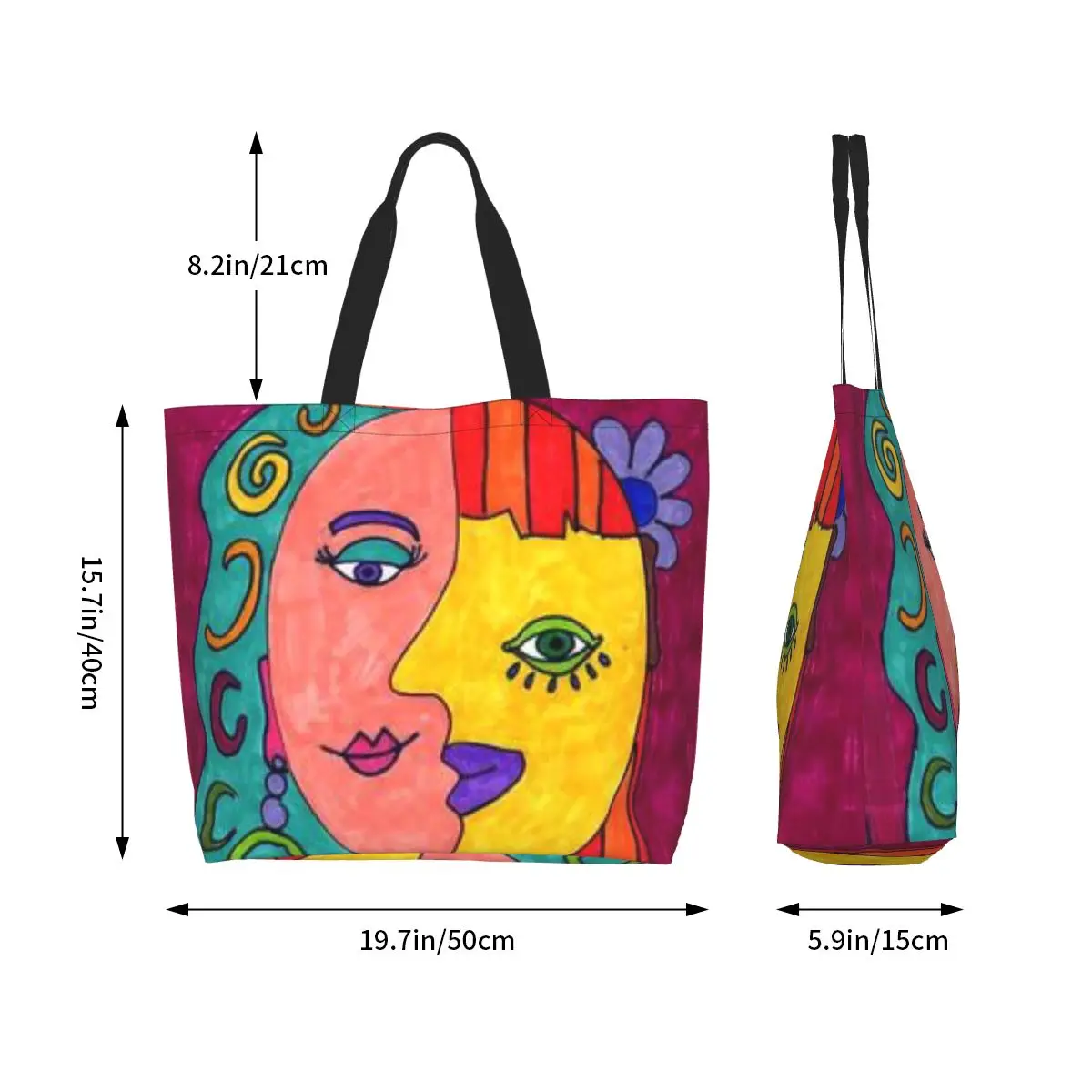 Fashion Pablo Picasso Art Shopping Tote Bag Reusable Groceries Canvas Shoulder Shopper Bag