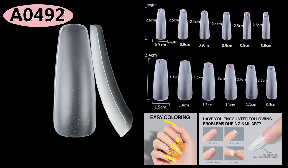 Makartt Künstliche Nagelspitzen 500 Stück Mandelform Vollabdeckung Gel-Spitzen Falsche Acrylnägel Stiletto Coffin Press-on Nägel Klar Natürlich – Detail 20