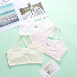 Girl Bra Teen Crop Top Underwear Vest Puberty Thin No Breast Pad Sport Training Bras Tube Top 7-14Y Training Bra