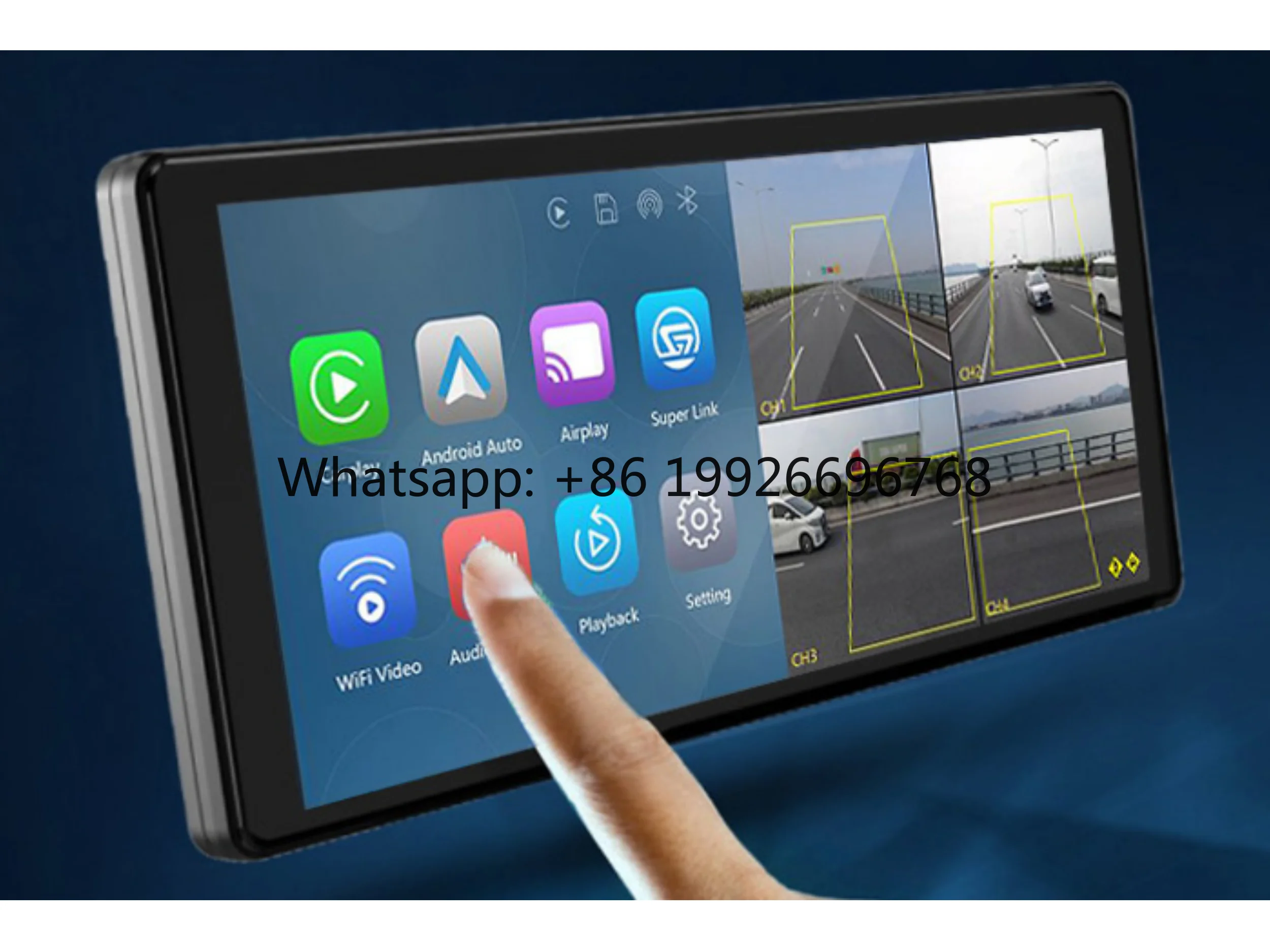 

10.36 Inch Touch Screen LCD Wireless Carplay & Android Auto TV Display Camera All-in-one Machine DVR Four-channel Monitoring
