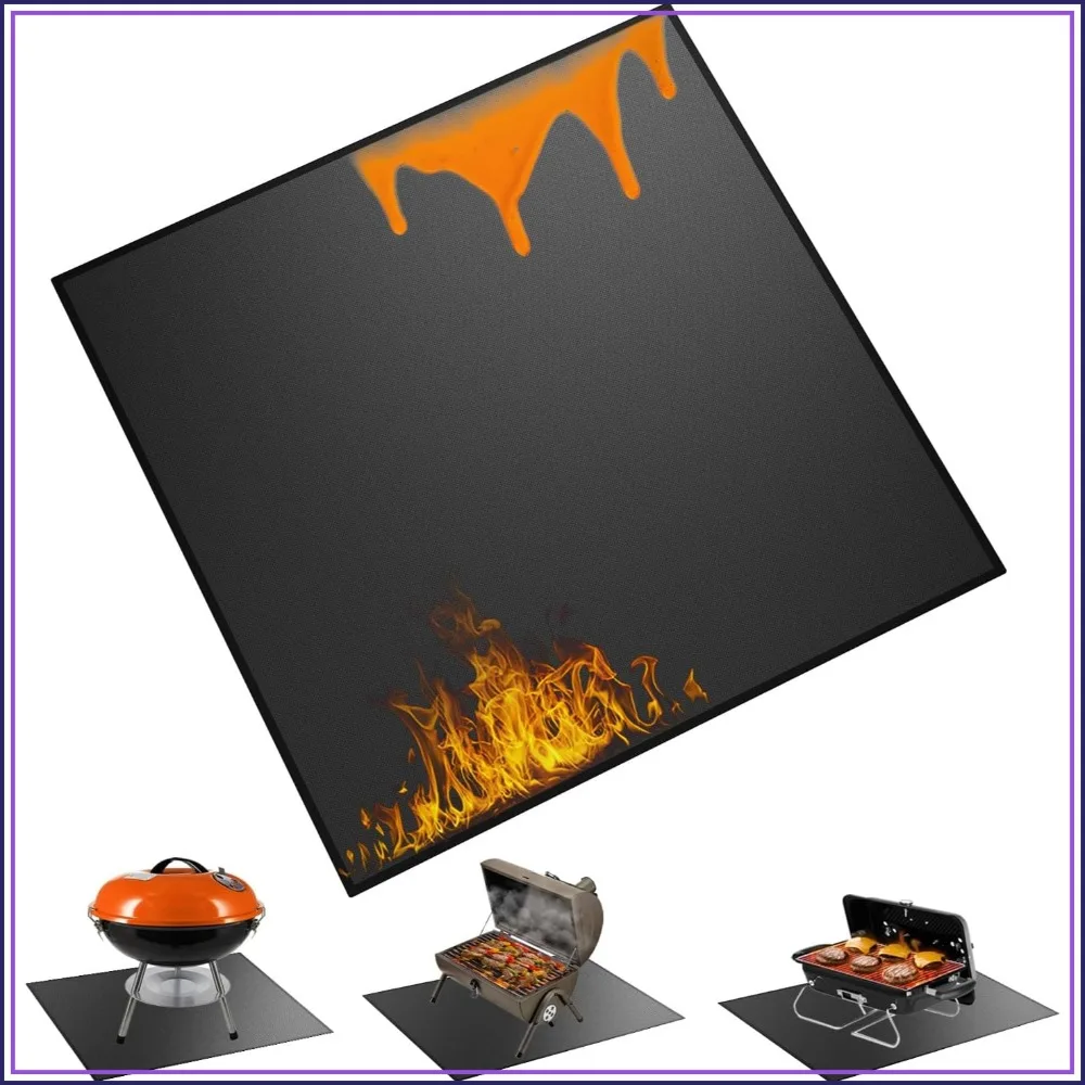 

29x29 inch Heavy Duty Large Under Grill Mats, Double-Sided Fireproof Waterproof Oil Proof BBQ Mat for Patio Deck Protector