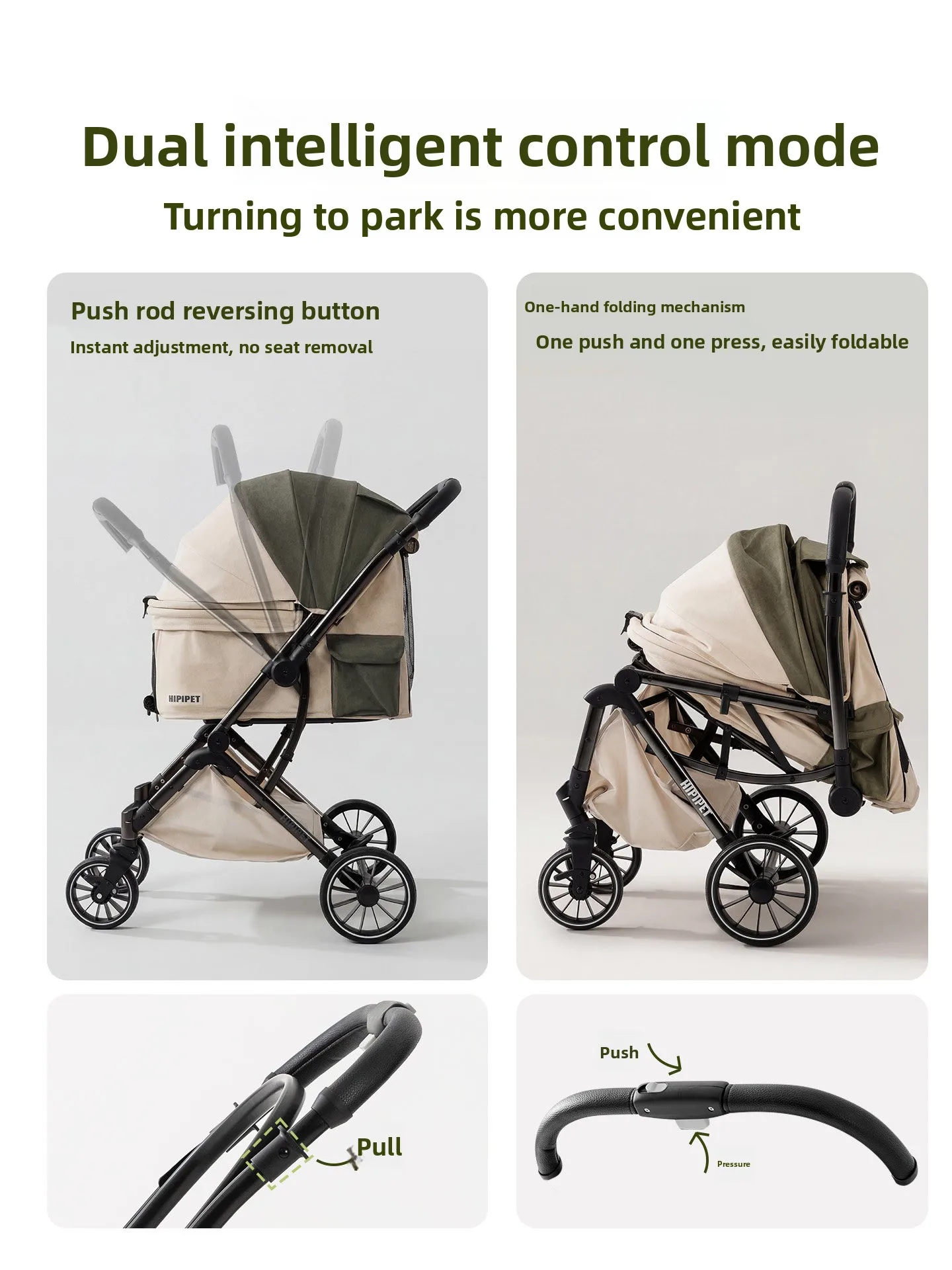 Pet Stroller for Dogs and Cats, Portable Pet Carrier Cart for Outdoor Walks