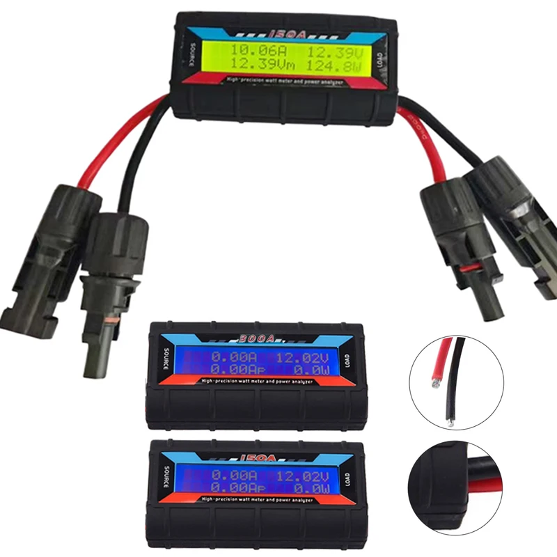 150A 200A 300A Analizzatore di potenza LCD digitale Retroilluminazione RC Wattmetro Voltmetro Tester riutilizzabile per pannello solare Sistema fotovoltaico