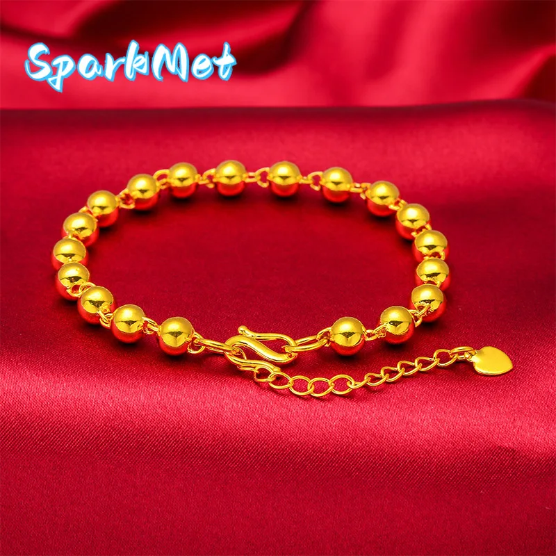 

SparkmetSolid Round Bead Bracelet for Unisex, 24K Gold, AU999 | Rotating solar terms beads, educational & stylish for culture lo