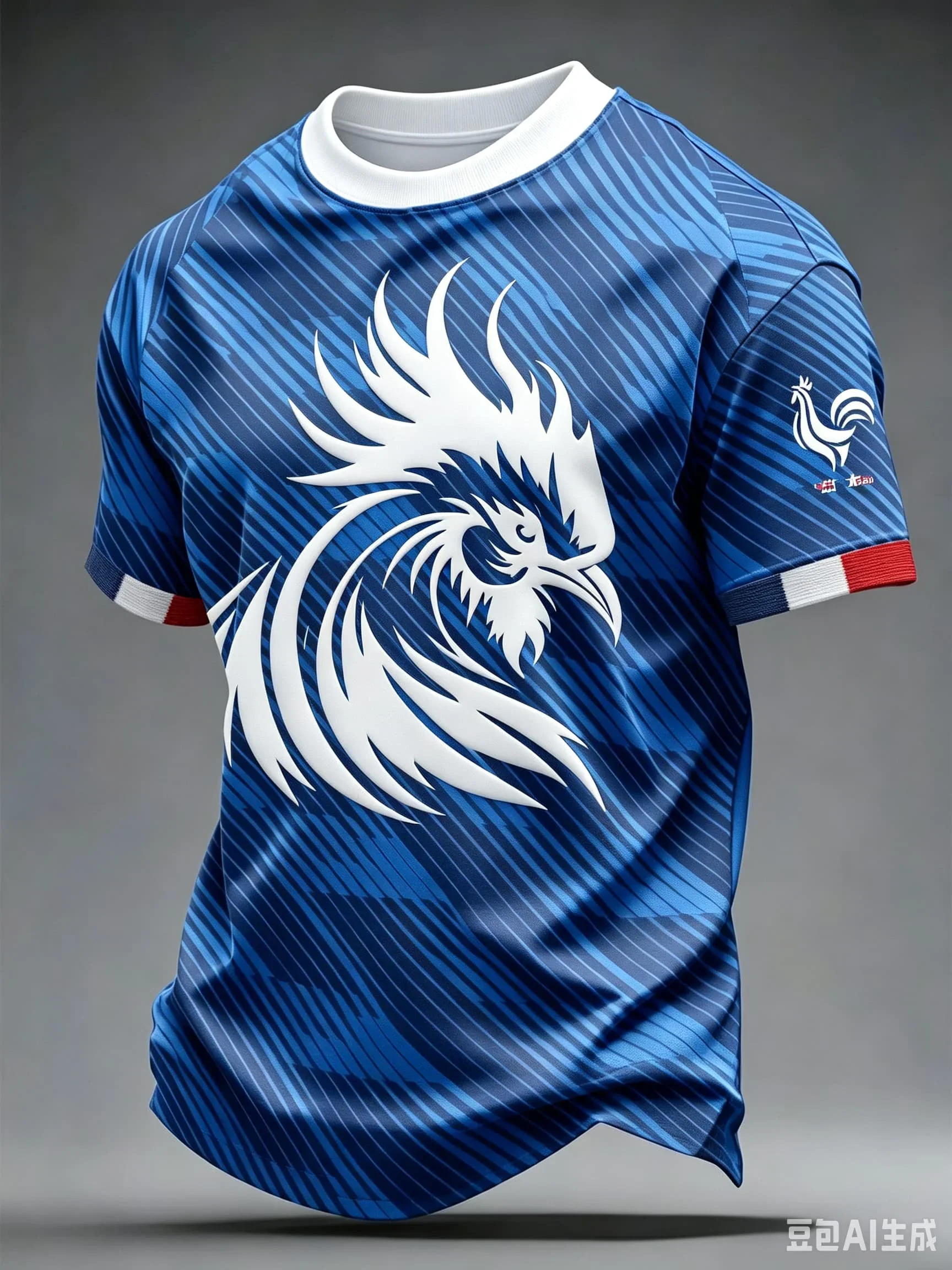 Neues Herren 3D Frankreich Hahn T-Shirt, Bedrucktes Kurzarm-Fußballtrikot der französischen Nationalmannschaft, Sommer Casual Flaggen-Streetwear-Oberteil – Detail 4
