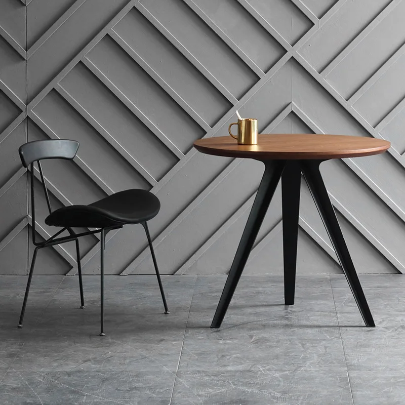 Nordic round table solid wood home restaurant round eating table commercial  casual negotiation coffee  milk tea