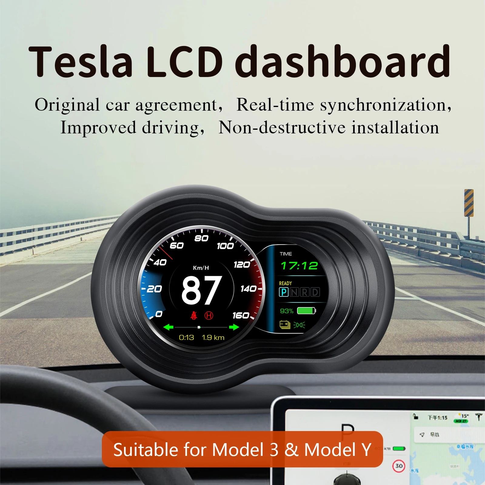 Professional Car Scanner Tool T9 Hud Display Meter Car OBD2+GPS Smart Gauge Auto Diagnostic Tool Electronics Hud for Tesla