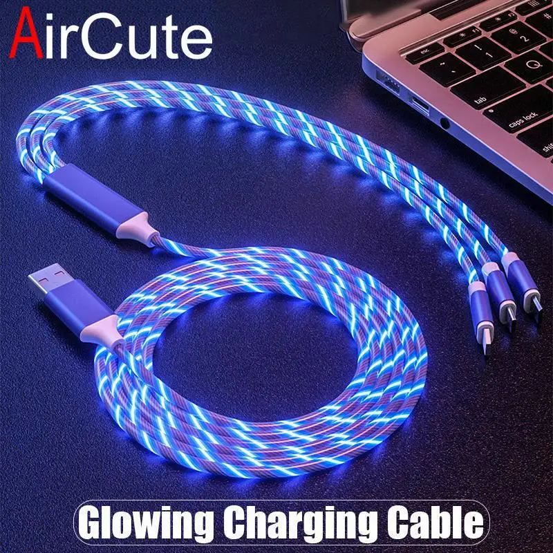 3-in-1 Glowing USB Type-C Micro Charging Cable Compatible with Android-Huawei Xiaomi Redmi OPPO VIVO Infinix Realme And iPhone
