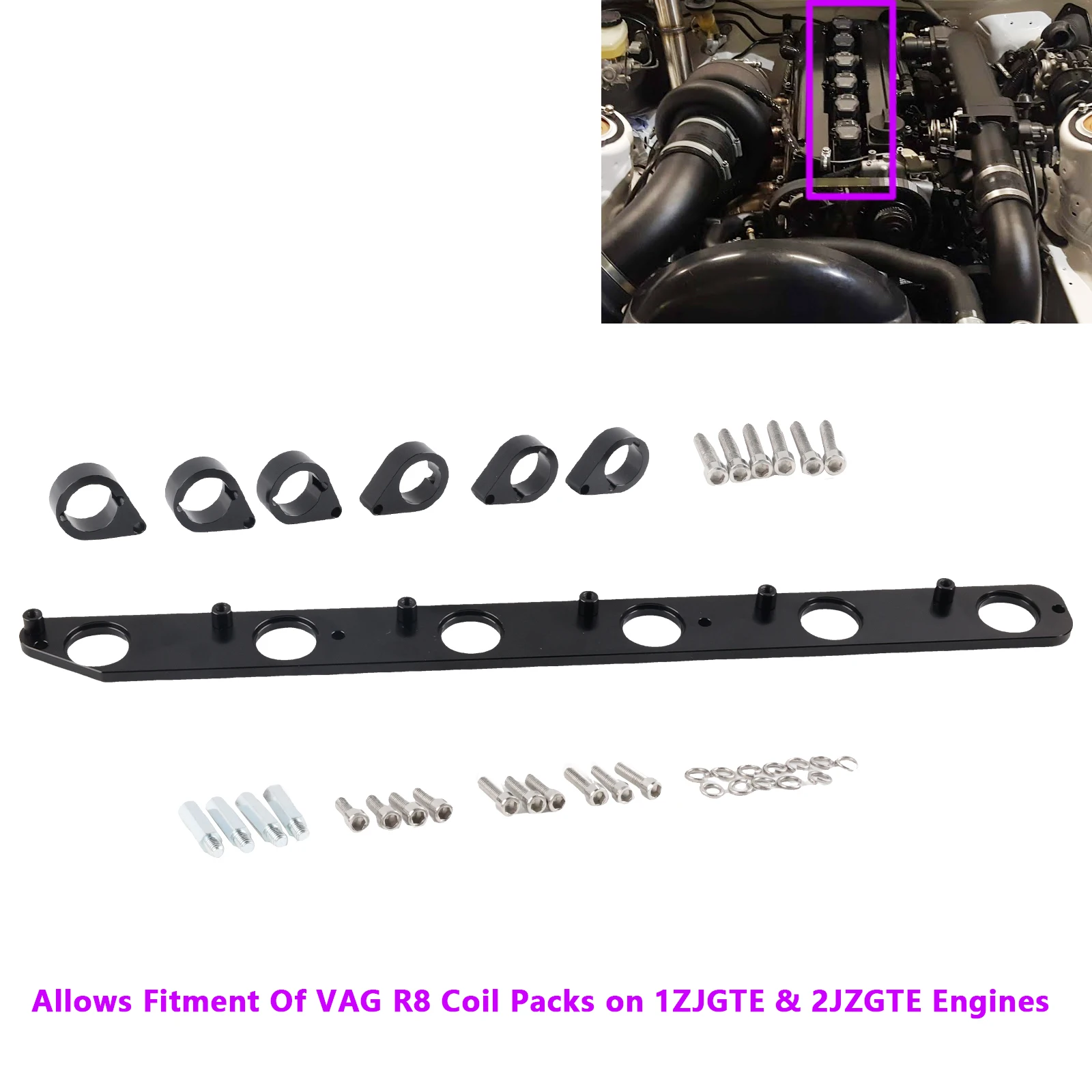 Direct-Fit Ignition Coil Pack Conversion Plate | R8 to 1JZGTE/2JZGTE | Must-Have for Supra/Aristo Tuning