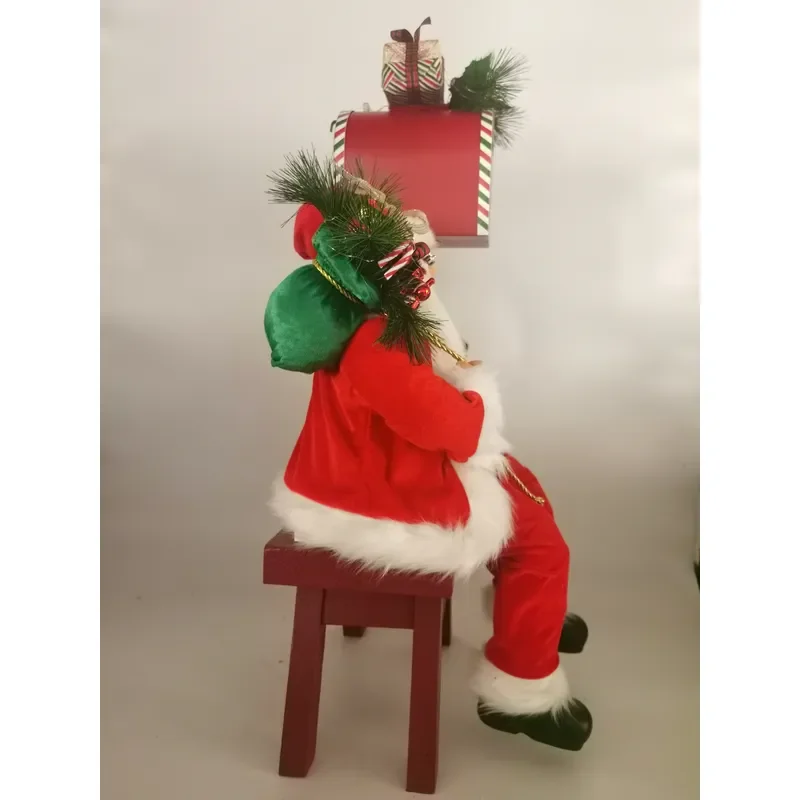 for Santa Christmas Ornament 24-36 Inch New Design Red Sitting Mailbox Acoustical Control with Light Music Eco-Friendly