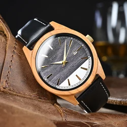 Men's Leather Wristwatch New BOBO BIRD Watch Special Design Men Wooden Watches Japanese Quartz Movement Timepieces Custom Gift