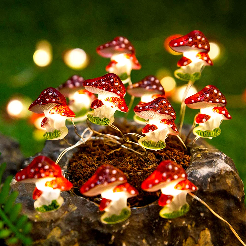 LED Mushroom Lights 20/30 Leds Fairy String Light Home Garden Christmas New Year Wedding Christmas Tree Decoration Garland Light