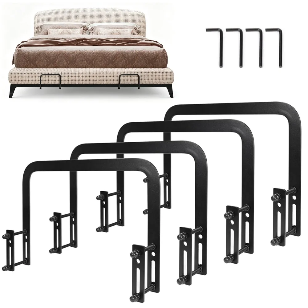 4er-Pack Schwarzer Matratzen-Stützrahmen, Perforiertes Montagedesign für einfache Installation, Robuste Stützhalterung für Bettgestelle, Federkernmatratzen, Klappbetten für das Schlafzimmer zu Hause