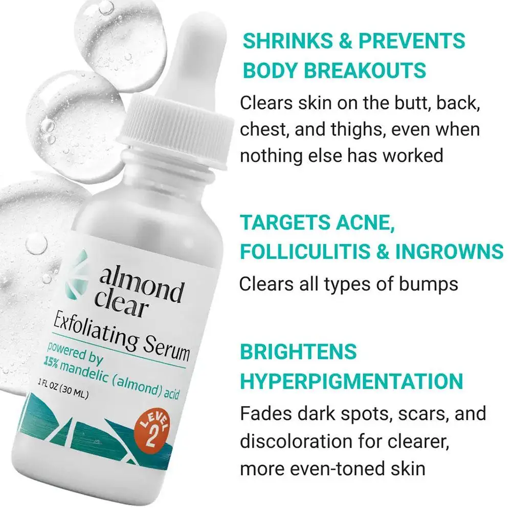 Almond Clear 15% Mandelic Acid Exfoliating Serum Level 2 Improve Dull Skin For Body Acne Folliculitis Ingrown Hair Dark Spot