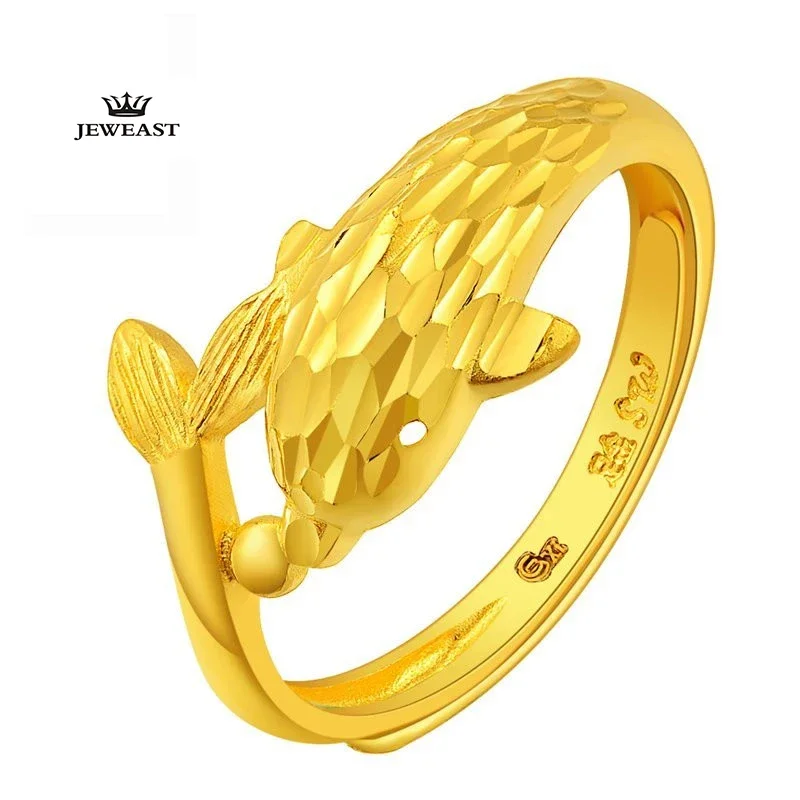 ZZZ 24K Pure gold guardian The dolphins Living circle For women gold ring wholesale Unique lovely Small dolphins 999 solid