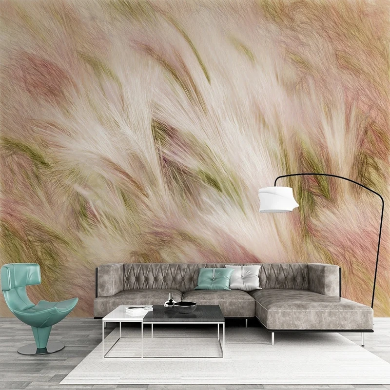 

Custom 3D Mural Abstract Line Feather Hand-painted Wall Painting Modern Art Wall Paper Sticker Living Room Non-woven Wallpaper