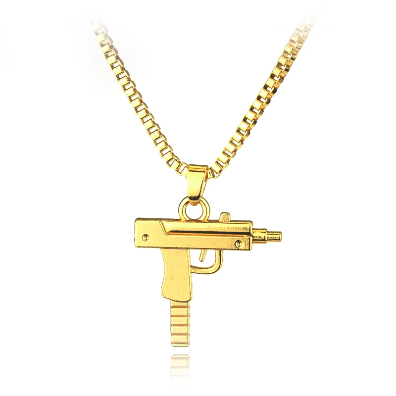 

Trendy Uzi Gun Shaped Pendant Necklace Gothic Punk Hip Hop Chain Jewelry for Streetwear Lovers Unisex Accessory