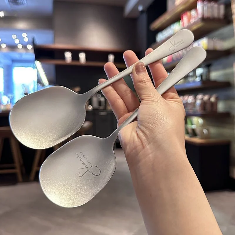 Kitchen Dinner Dish Soup Rice Western Restaurant Bar Public Spoon Large 304 Stainless Steel Round Head Buffet Serving Spoon