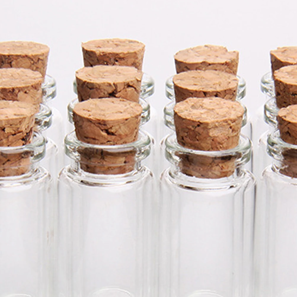 

20Pcs Mini Glass Bottles Transparent 12ml Wooden Cork Plug Sealed for Wedding Message Wish Gift Decoration Mini Wish Bottle