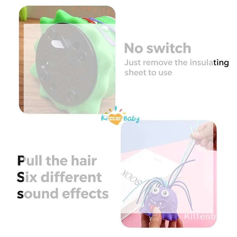 Hair Pull Screaming Monster Toy Light Up Sound Effect Fidget Toy Stress Relief Funny Gift Hair-Pulling Stress-Relieving Toy