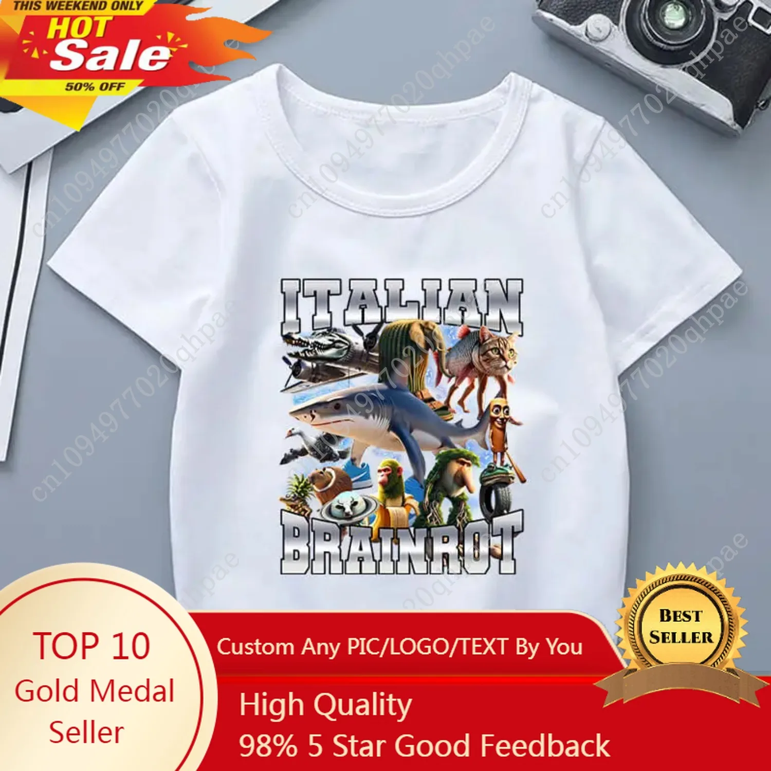 تي شيرت من سلسلة Brainrot الإيطالية تي شيرت صيفي ساخن مطبوع عليه حيوانات AI ملابس أطفال لطيفة بأكمام قصيرة للأولاد والبنات قاعدة علوية لهدايا عيد الميلاد