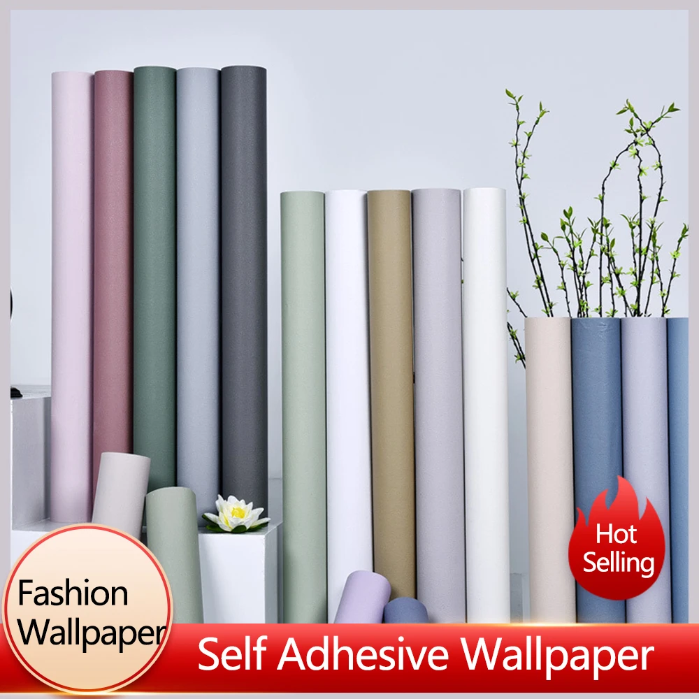 

Non Woven Diatomaceous Mud Texture Living Room Bedroom Restaurant Self Adhesive Wallpaper Morandi Solid Color Adhesive Wallpaper