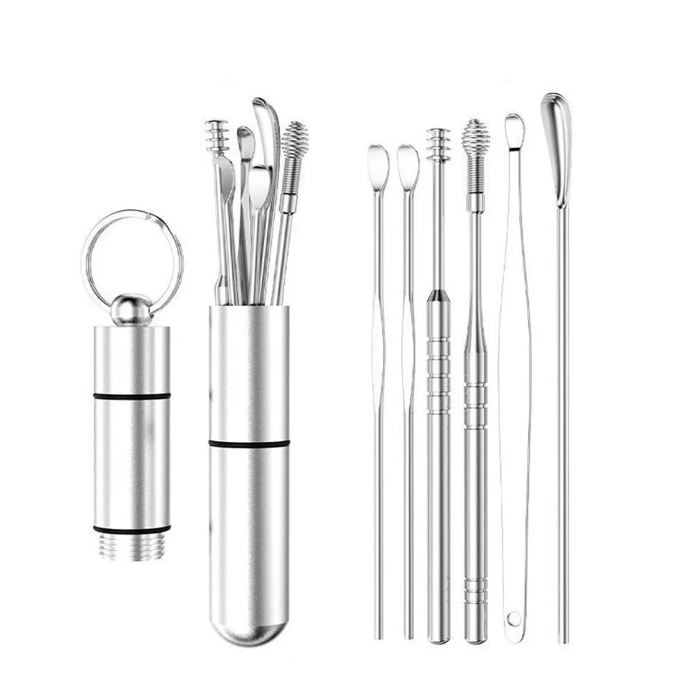 5/6pcs Edelstahl Spiral Ohr Pick Löffel Ohrenschmalz Entfernung Reiniger Ohr pflege Beauty Tools Multifunktions tragbare Ohr Pick