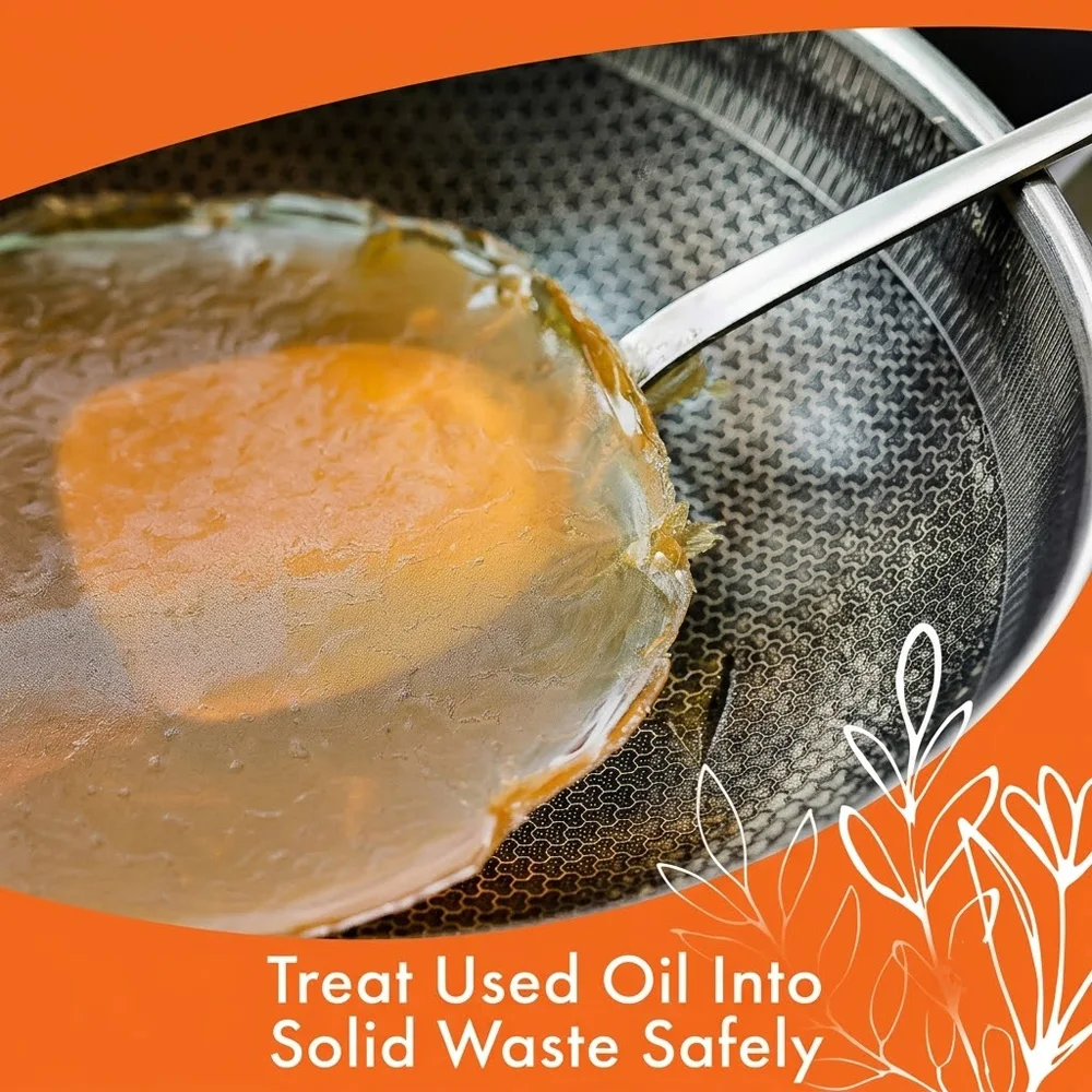 160g Cooking Oil Solidifier Eco Friendly Waste Cooking Oil Powder Hardener for Kitchen Deep Fry Pan Fries Dispose ZORILYNX