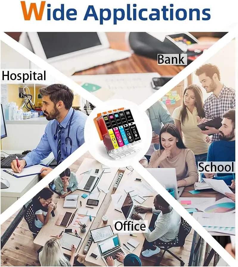 خراطيش حبر Jhaan 551XL Multipack-12P متوافقة مع CLI551XL لكانون Pixma MG5450 MG5550 MX925 IP7250 MG5650 MX725