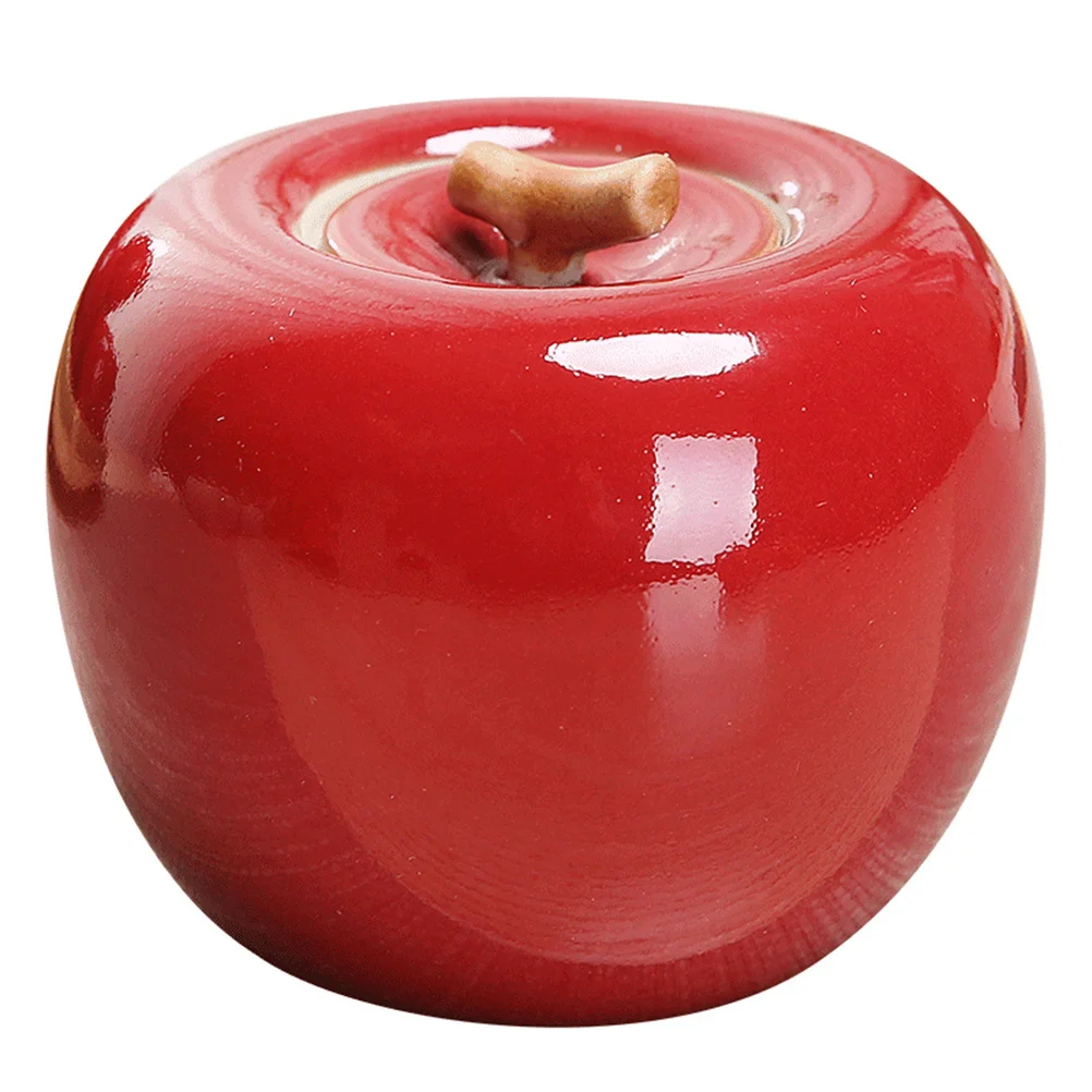 

1Pcs Apple Shape Ceramic Tea Jar Red Sealing Storage Container for Tea Candy Sugar Home Decorative Canister Gift