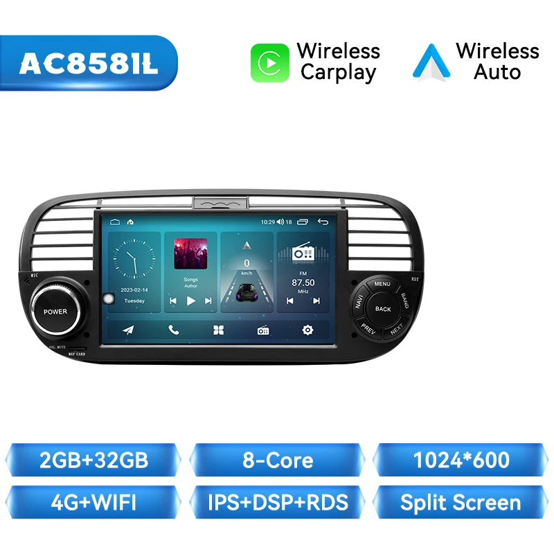 Xonrich Draadloze Carplay Android Auto Radio Voor Fiat 500 Abarth 2007 2008 2009 2010 2011 2012 2013 2014 2015 Gps 2din Autoradio