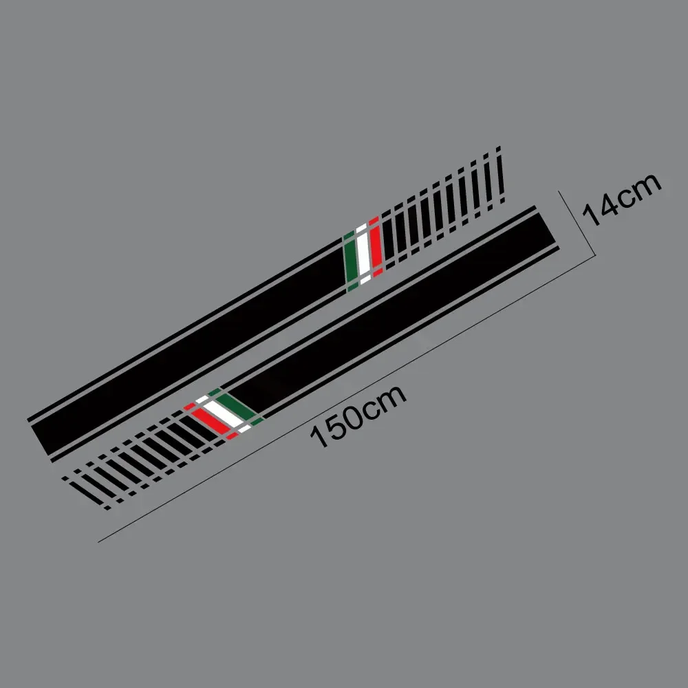 2Pcs Car Both Door Side Stickers Auto Body Decor Cover Graphics Stripes Vinyl Film Decals Accessories For Fiat 500 Abarth 595 view 5