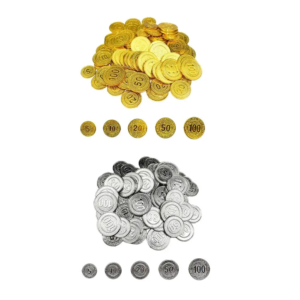 Fichas de Póker Doradas Pirata, Fichas de Plástico para Casino, Juego de 100 Piezas para Bingo, Juegos de Mesa y Fiestas Mágicas