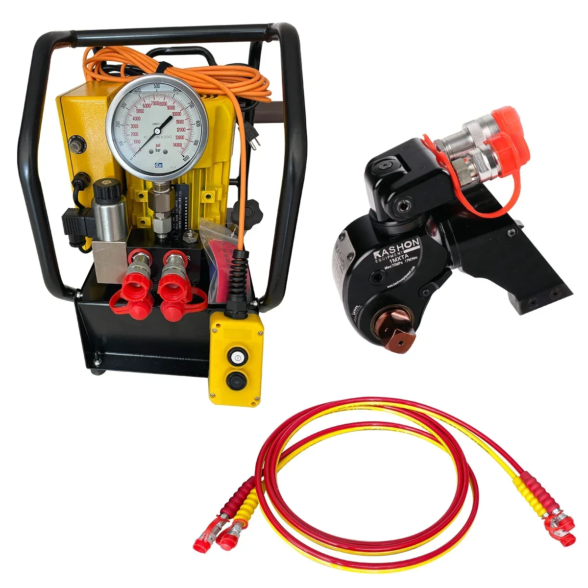 Complete Set 3/4'' Drive 154-1760Nm Square Drive Hydraulic Torque Wrench And Two Stage Electric Pump Set