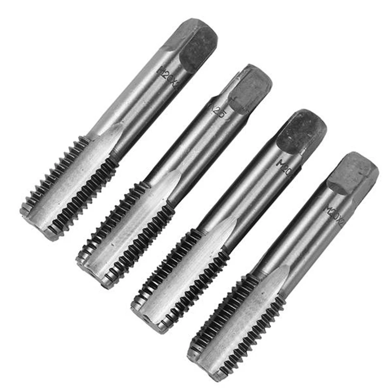 2 Pairs Of Bearing Steel Self-Tapping Drill Bit Hand Tool Thread Metric Taps M20X2.5Mm Durable Silver Gray