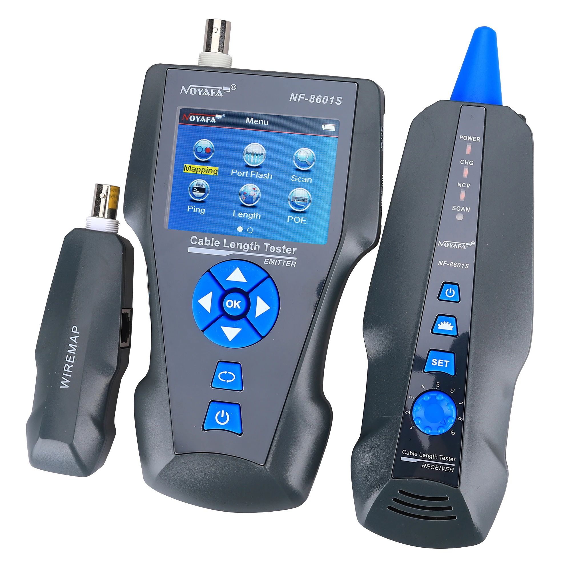 NF-8601S Multifunctional RJ45 CAT6 Network Cable Tester Cable Tracker PoE/PING/Port LCD Display Measure Length Wiremap