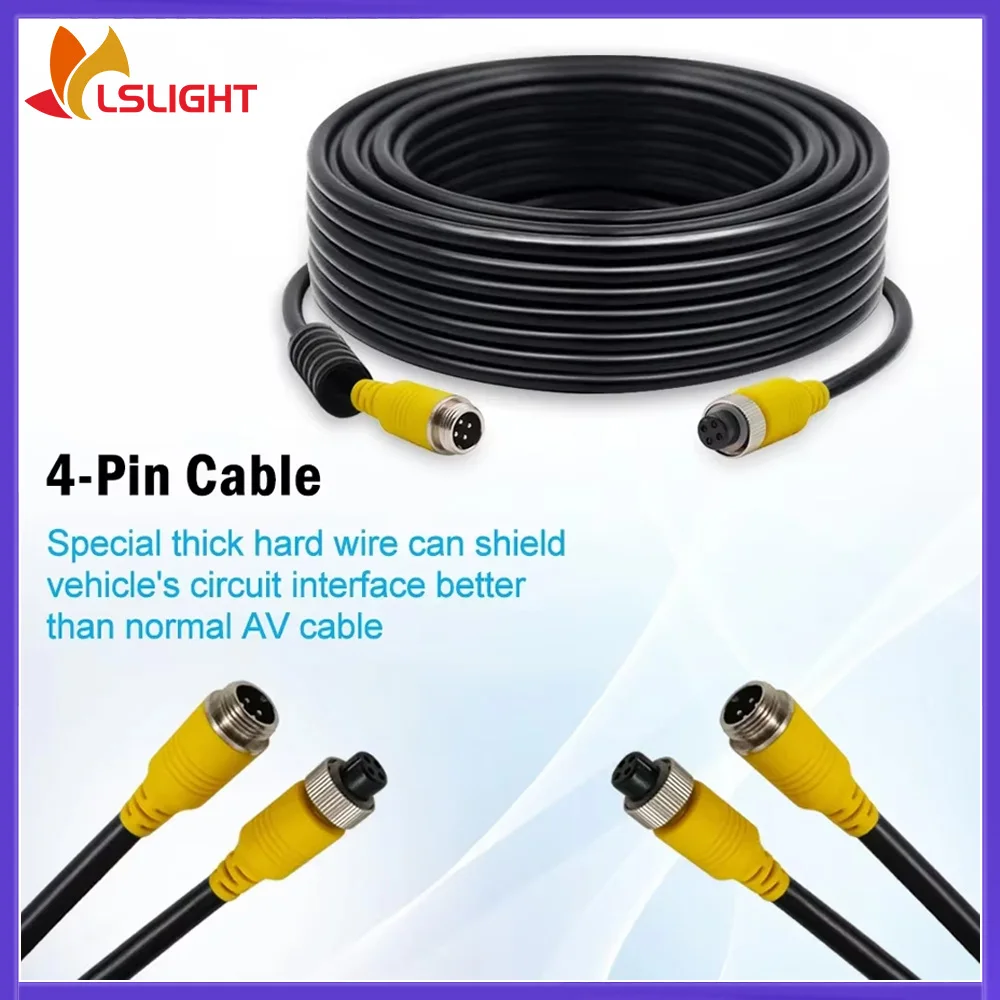 4 Pin Cable Output Connector With Waterproof Cover 5m 10m 15m 20m 30m Video Parking Monitor Connect Car Rear View Camera