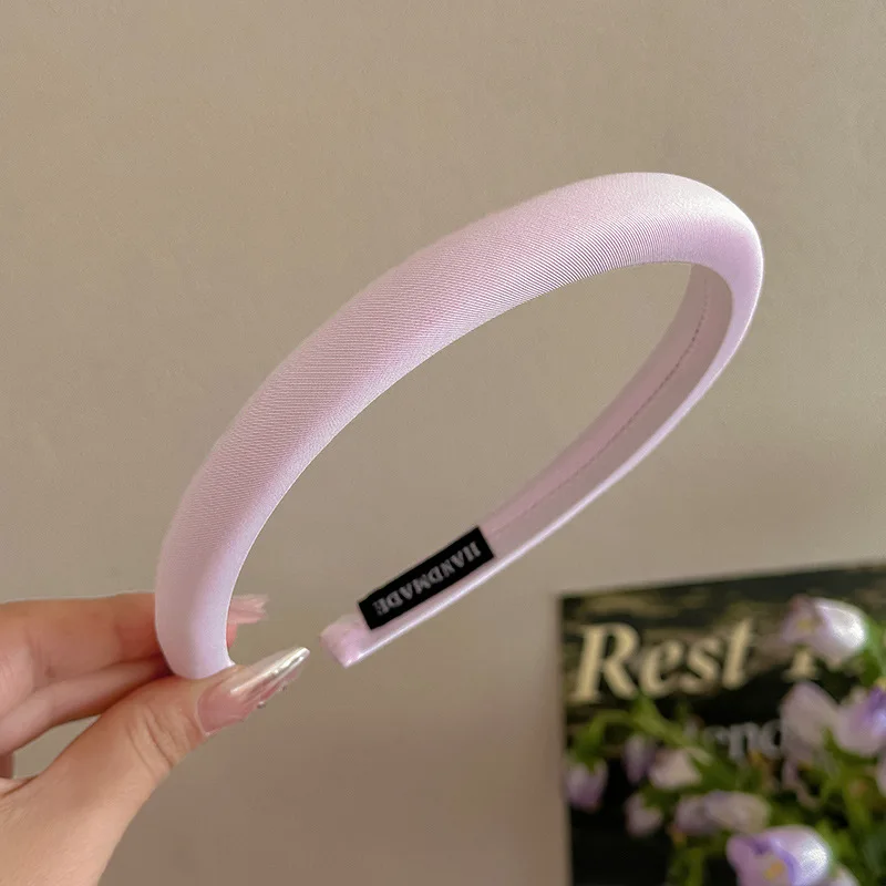 Koreanischen Stil Macaron Farbe Schwamm Stirnband für Frauen Schmale Kante Gesicht Waschen Haar Band Mode Mädchen Einfache Haar Hoop – Detail 5