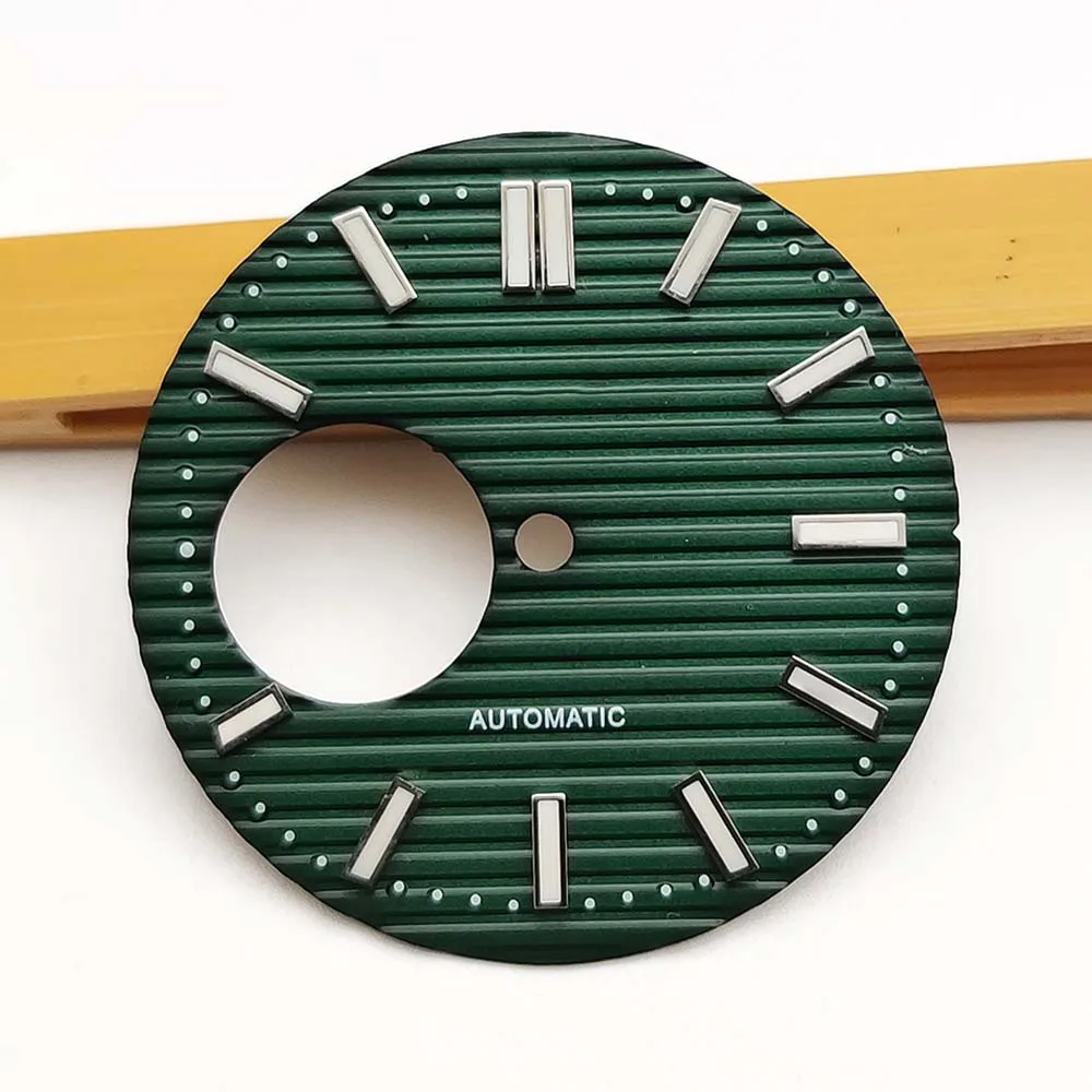 Men\'s Watch Skeleton Dial for NH38 Movement Diameter 29.8mm Green Hour Markers Luminous Sterile Dial