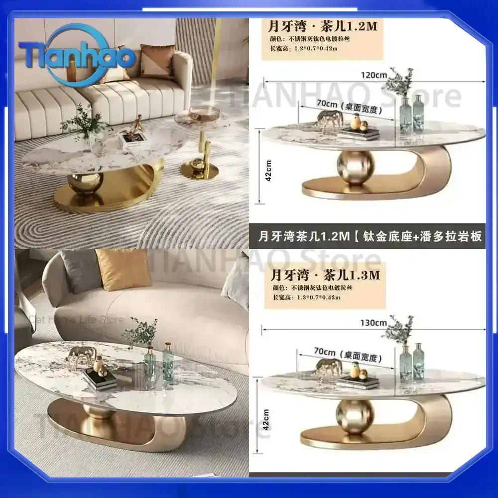 Oval Coffee Table for Japanese Style Living Room Modern Minimalist Design Decor Nail Mesa Centro Terrace Furniture