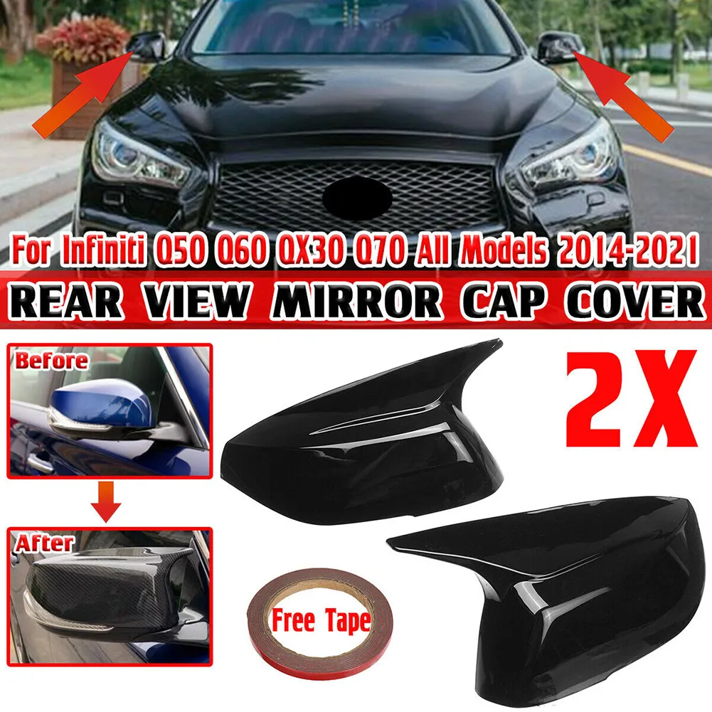 Direct for add On for M Style Rear View Mirror Cap Cover for Infiniti Q50 QX30 Q70 2014-2021 ABS Plastic Left Right Pair