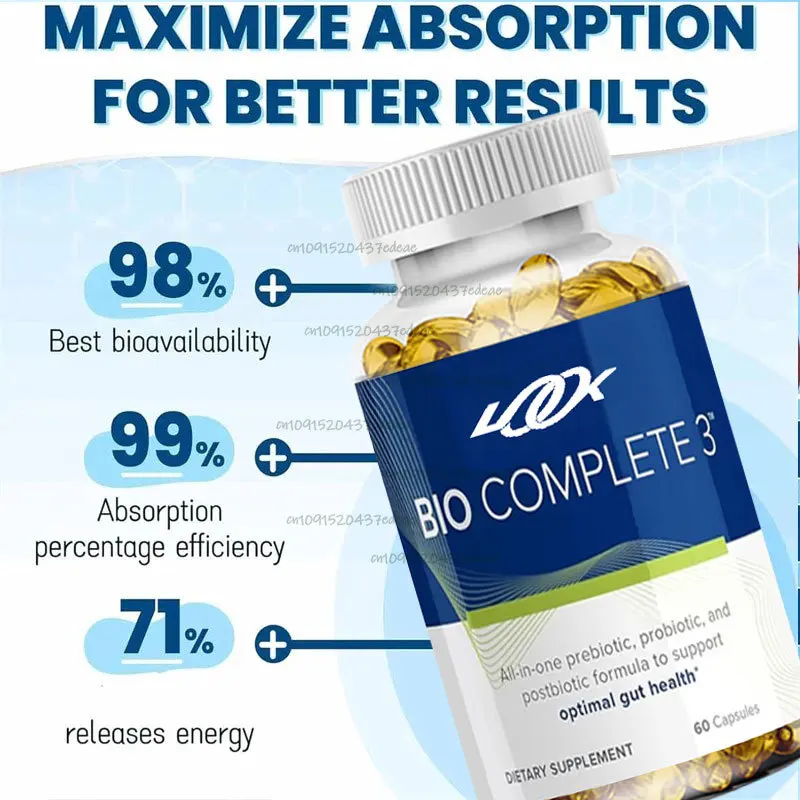 Bio Complete 3 Probiotics Optimize Gut Health and Promote Metabolism, 3-in-1 Supplement-60 Extended Release Capsules