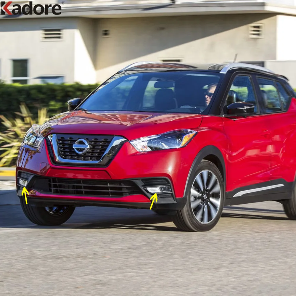 For Nissan Kicks 2016 2017 2018 2019 Chrome Car Front Fog Light Lamp Cover Trim Head Foglight Foglamp Bezel Frame Accessories